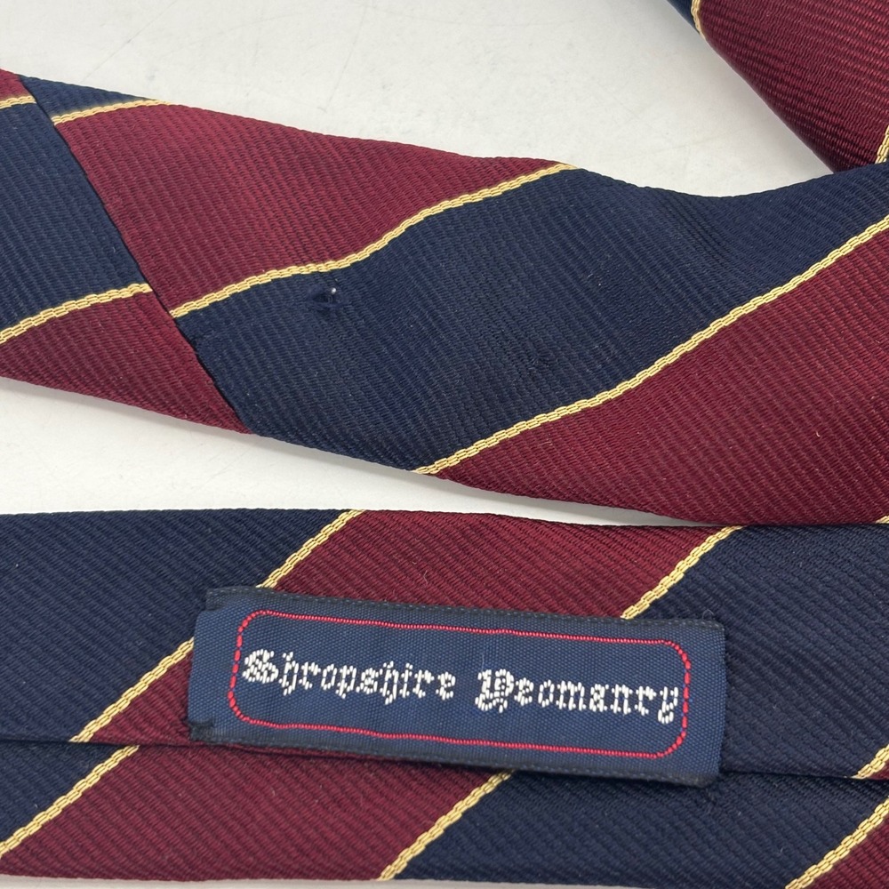 Robert Talbott Tie Mens OS Burgundy Navy Gold Repp Stripe Silk Nordstrom USA - Picture 6 of 7